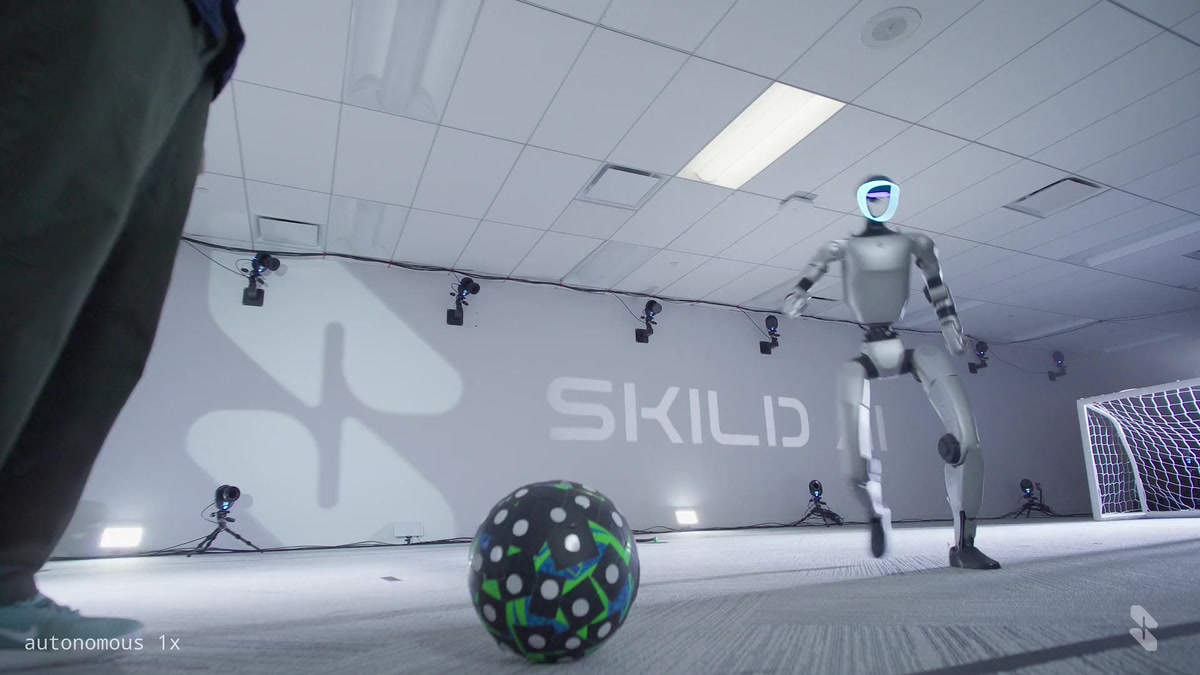Skild AI &mdash; Physical Self-Play, humanoid on the pitch